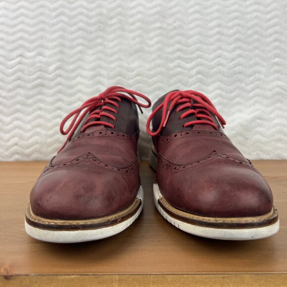 Cole Haan Men Size 12M Leather Great Jones Wingtip Oxford Maroon Shoes C11524 - Picture 5 of 16